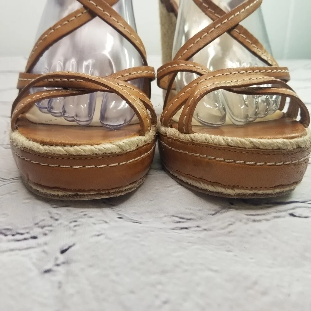 L.K. Bennett strappy leather espadrille wedge platform sandals
